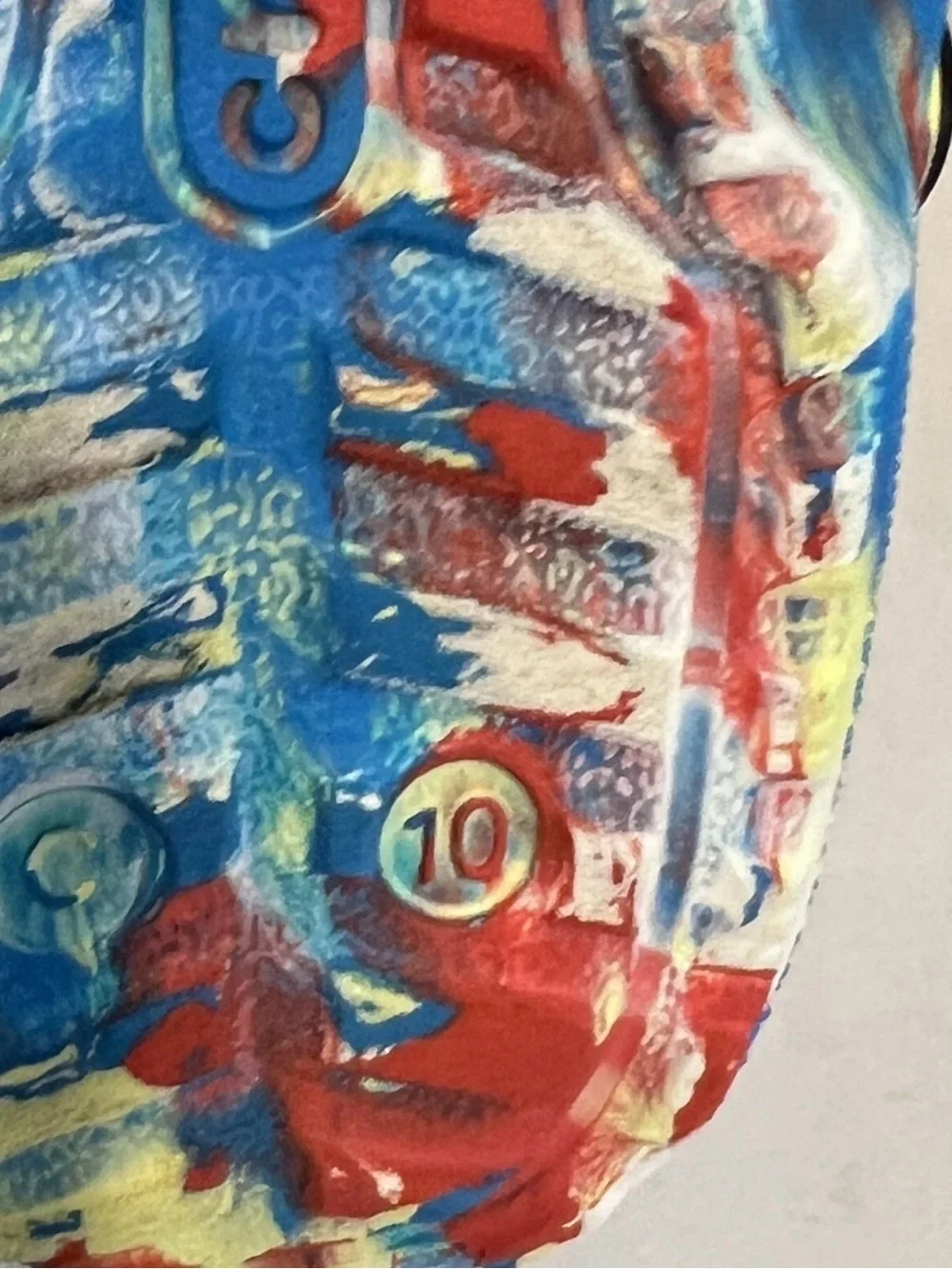 CROCS Kids Faux-Fur Clog with Red, Blue & Yellow Swirl